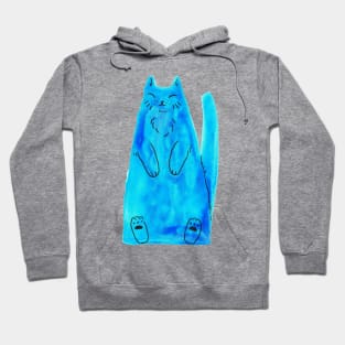 Blue Watercolor Triangle Cat Hoodie